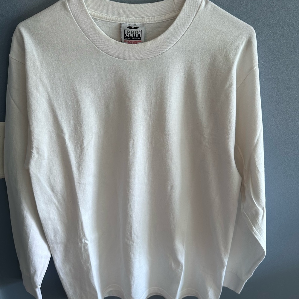 White Heavy Weight Long Sleeve Crewneck Pro Club Tee